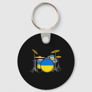 Drum Kit Ukrainian Flag Ukraine Drummer Musician  Key Ring