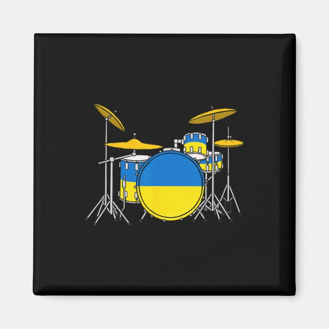 Drum Kit Ukrainian Flag Ukraine Drummer Musician  Magnet (Front)