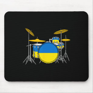 Drum Kit Ukrainian Flag Ukraine Drummer Musician Mouse Mat