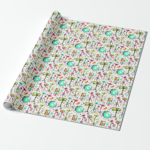 Drum Kit: Watercolor Memphis Retro. Wrapping Paper