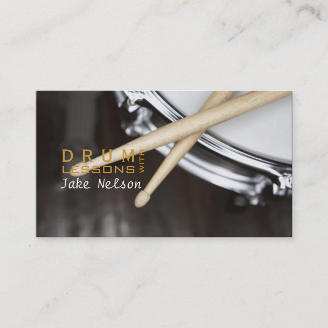 Drum Lessons, Instrument, Music Business Card (Front)