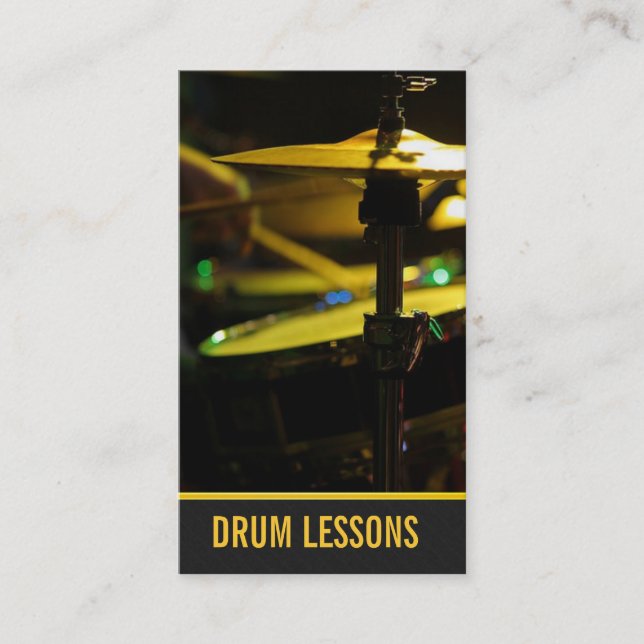 Drum Lessons, Instrument Music Instructor Business Card (Front)