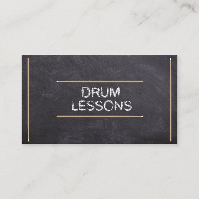 Drum Lessons Music Teacher Instructor Chalk Sticks Business Card (Front)