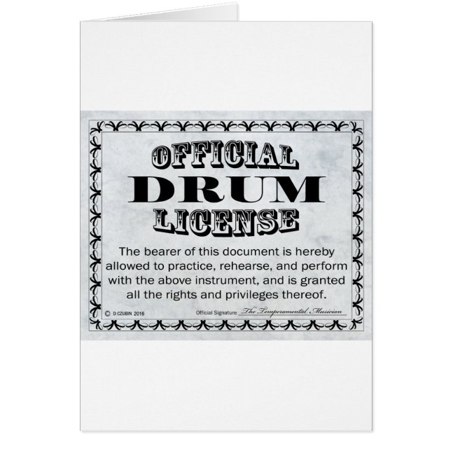 Drum License (Front)