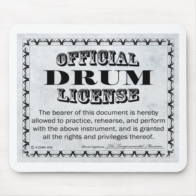 Drum License Mouse Mat (Front)