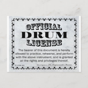 Drum License Postcard