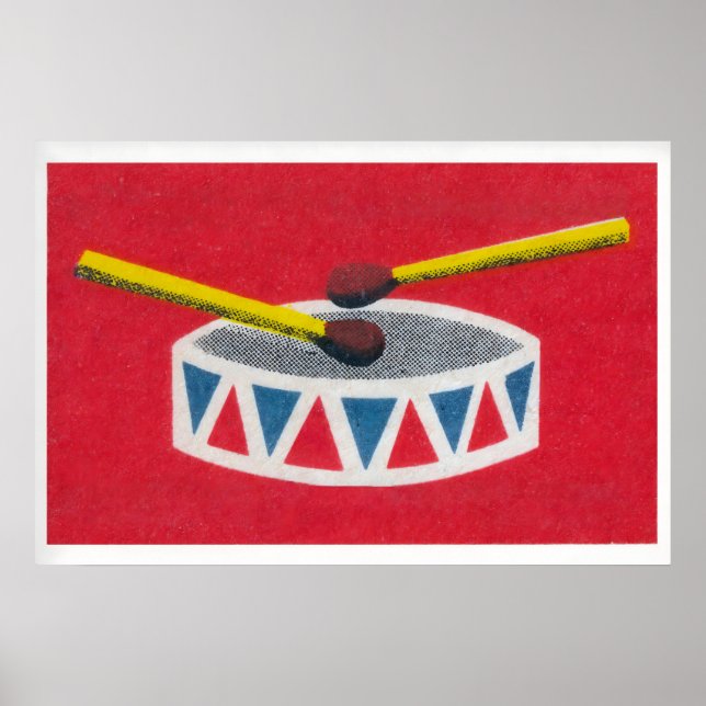 Drum Matchbox Wall Poster - Vintage Eastern Europe (Front)