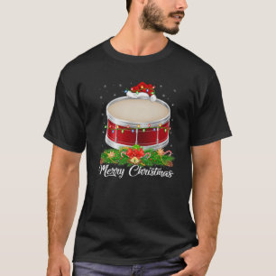 Drum Music Lover Matching Santa Hat Drum Christmas T-Shirt