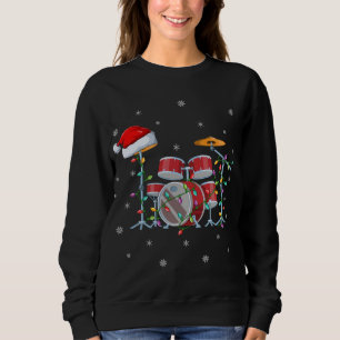 Drum Music Xmas Lighting Matching Santa Hat Drum C Sweatshirt