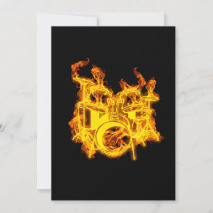 Drum On Fire Music Drum Kit Lover Gift Idea Invitation