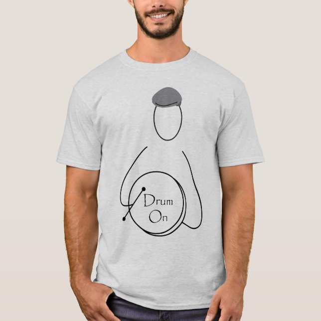 Drum On Man Line Art T-Shirt (Front)