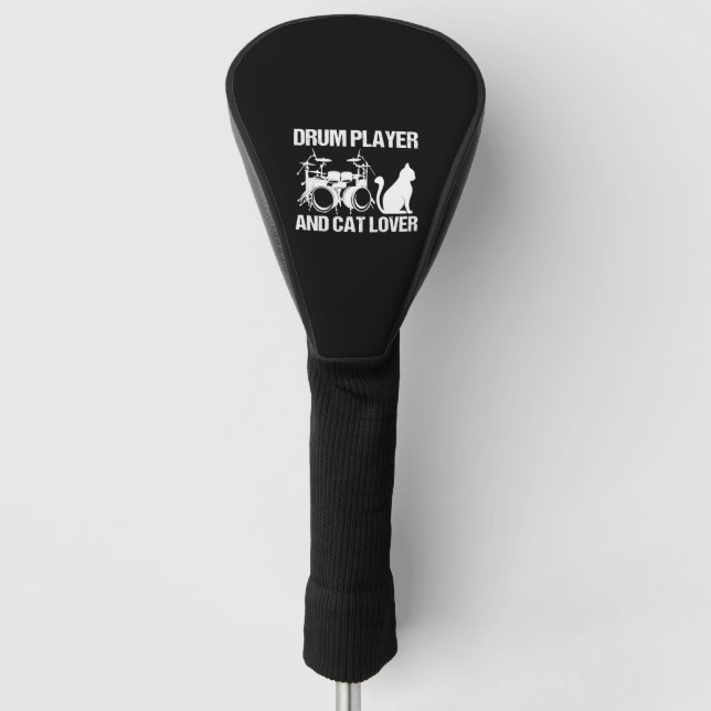 Drum Player And Cat Lover Drumming Musician Drums Golf Head Cover (Front)