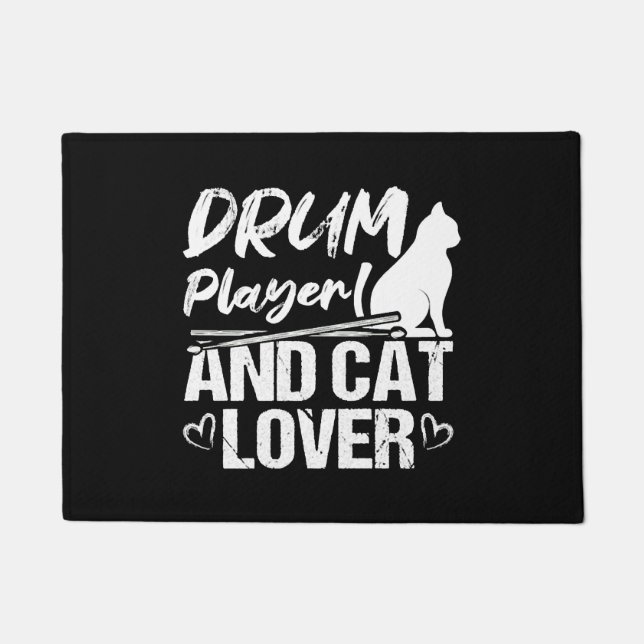 Drum Player And Cat Lover Drums And Cats Lover Dru Doormat (Front)