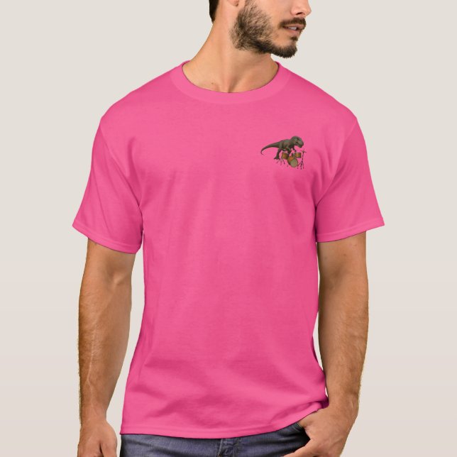 Drum-Playing Dinosaur Design man T-Shirt (Front)