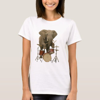 Drum-Playing Elephant Design woman T-shirt