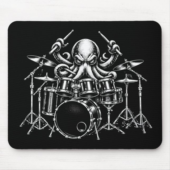 Drum Playing Octopus Mouse Mat (Front)