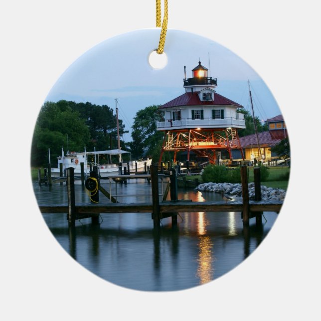 Drum Point Lighthouse Ceramic Tree Decoration (Front)