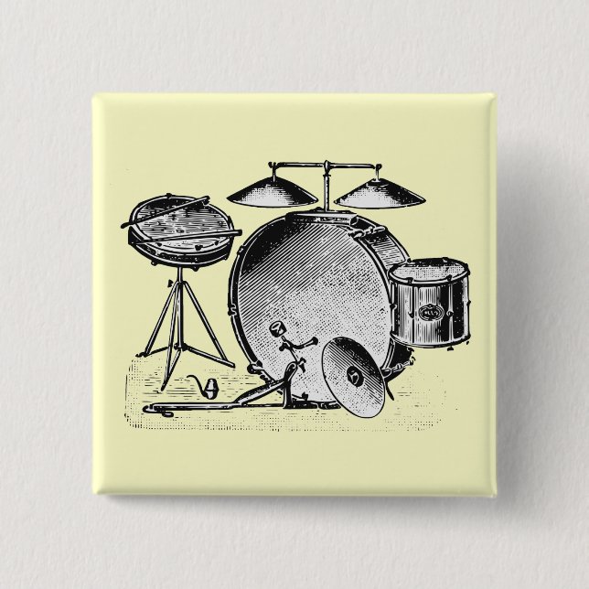 Drum Set 15 Cm Square Badge (Front)