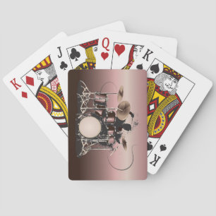 Drum Set and Drummer Playing Cards