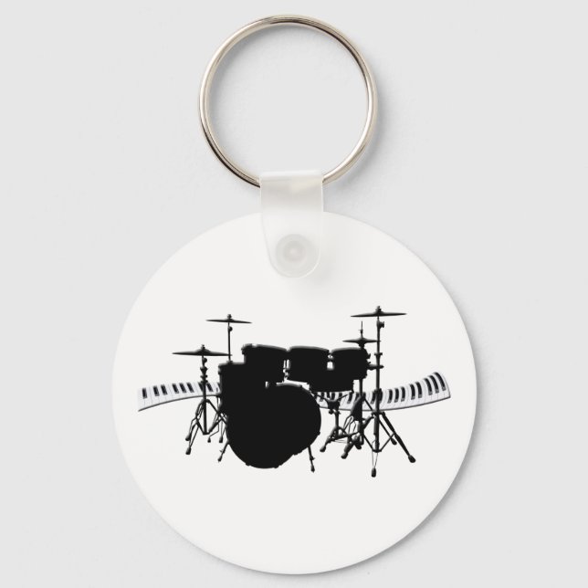Drum Set and Piano Keyboard Key Ring (Front)