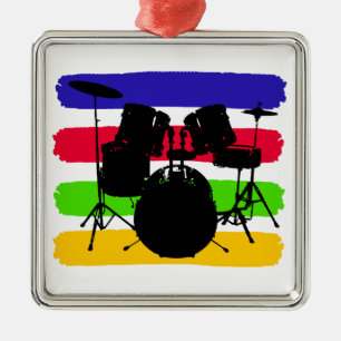 Drum set and Stripes Christmas Ornament