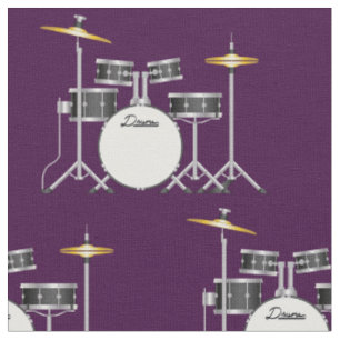 Drum Set Band Music Musician Room Decor Purple Fabric