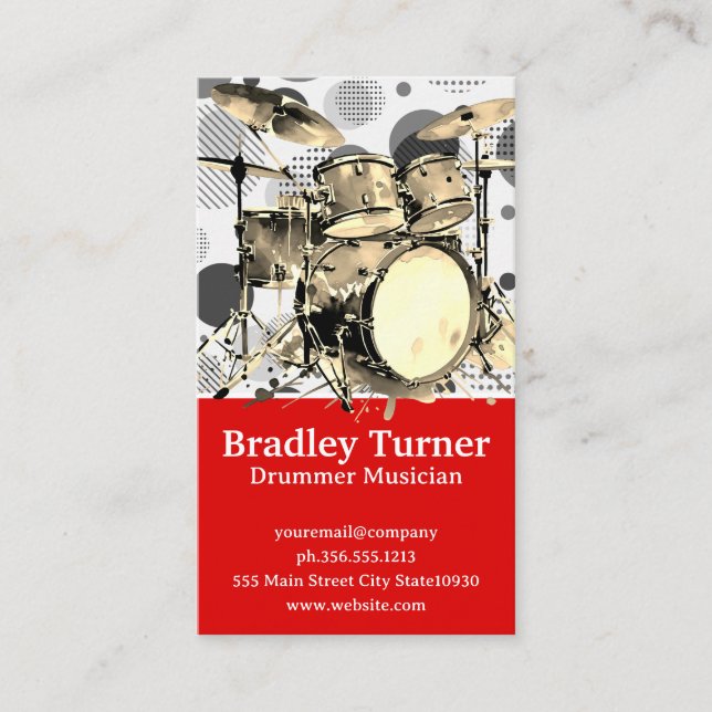 Drum Set | Band Player Business Card (Front)