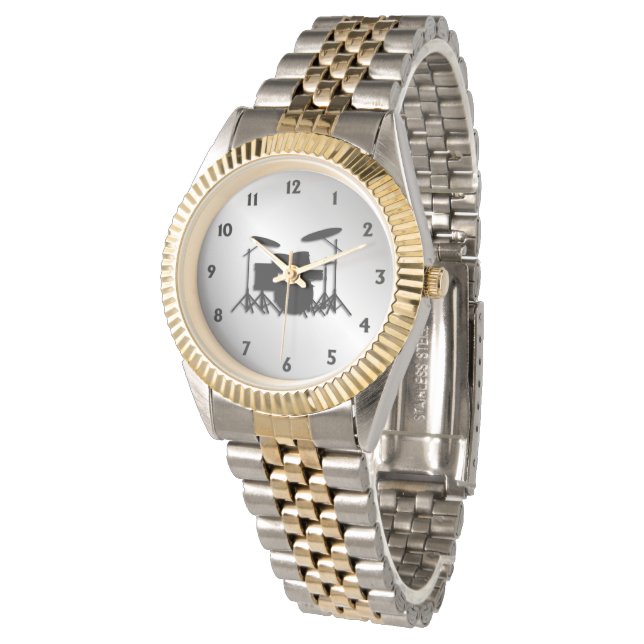 Drum Set Black Numbers Watch (Angled)