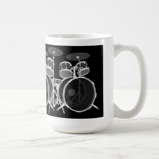 Drum Set (black & white) - Coffee Mug (Right)