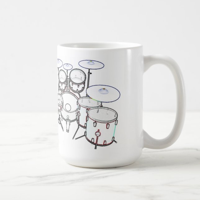 Drum Set (black & white) - Coffee Mug (Right)