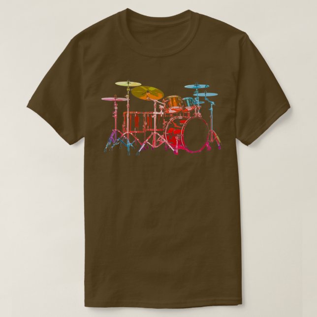 Drum Set bold digital colours T-Shirt (Design Front)