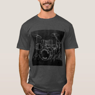 Drum Set Chalkboard Sketch Band or Drummer's Name T-Shirt