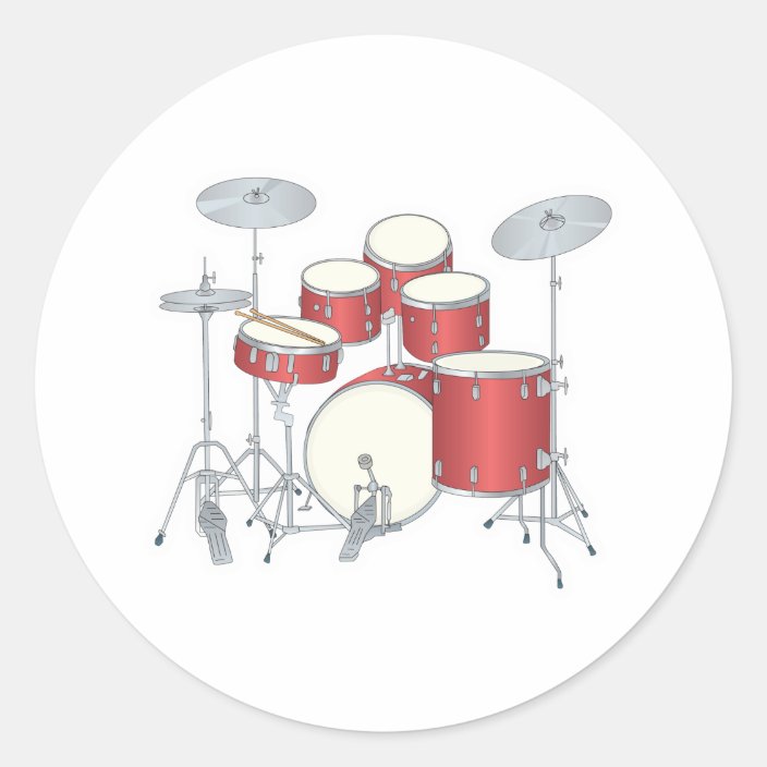 drum set classic round sticker Zazzle.co.uk