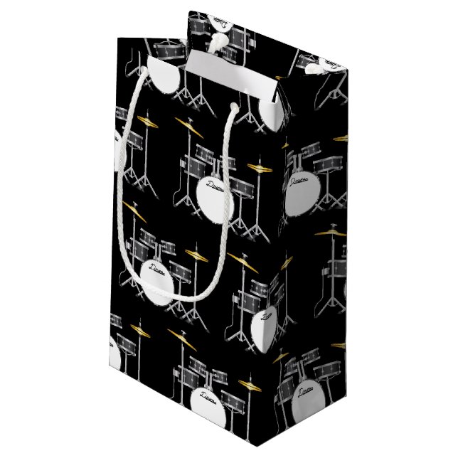 Drum Set Drummer Band Teacher Musician Small Gift Bag (Back Angled)