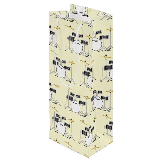Drum Set Drummer Band Teacher Musician Wine Gift Bag (Back Angled)