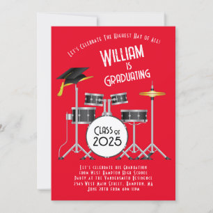Drum Set Graduation Party Invitation