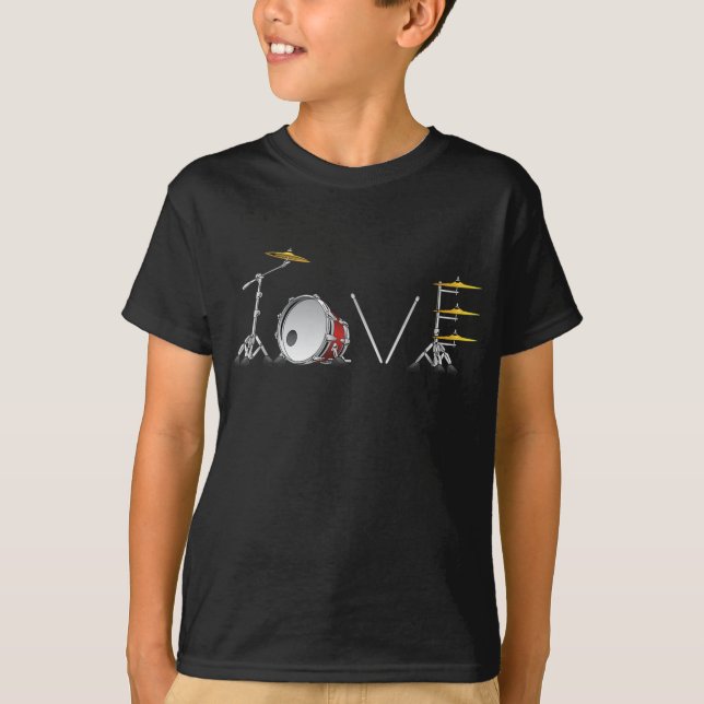 drum set love beat drums music band gifts  a drumm T-Shirt (Front)