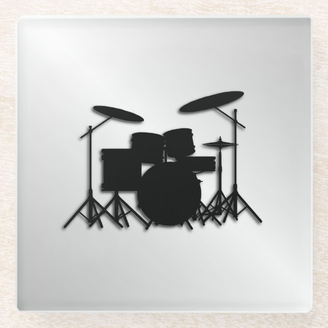 Drum Set Music Design Glass Coaster (Front)