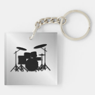 Drum Set Music Design Key Ring