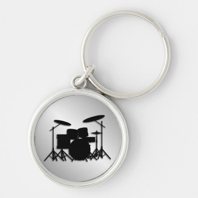 Drum Set Music Design Key Ring (Front)
