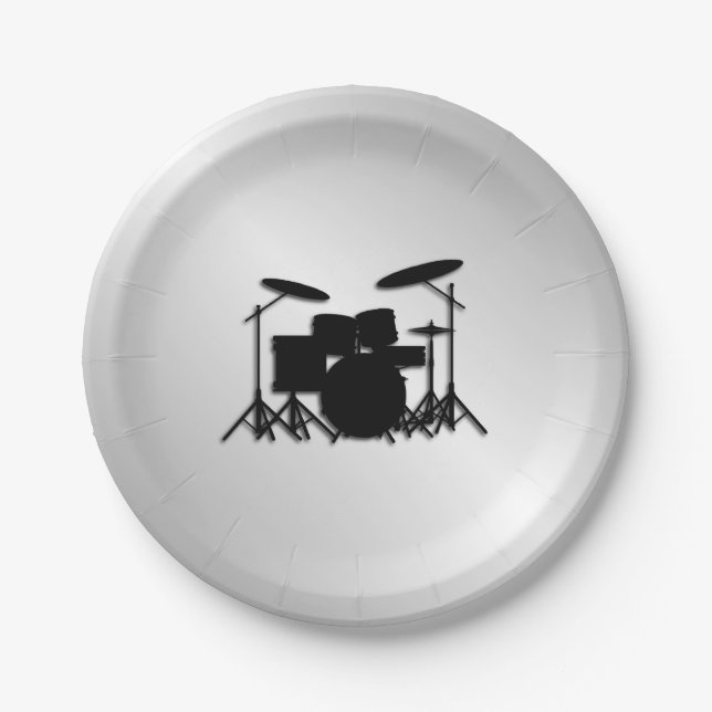 Drum Set Music Design Paper Plate (Front)