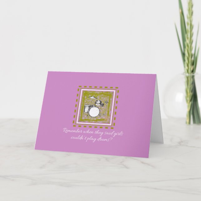 Drum Set Nostalgic Girl Power Greeting Card (Front)