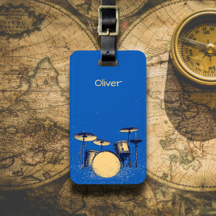 Drum Set on Blue Luggage Tag