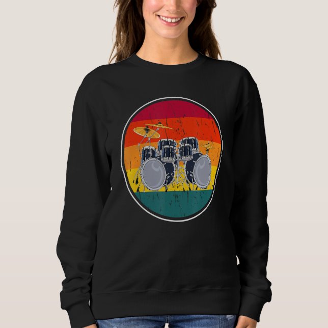 Drum Set Percussion Musician Drummer Retro Drums Sweatshirt (Front)