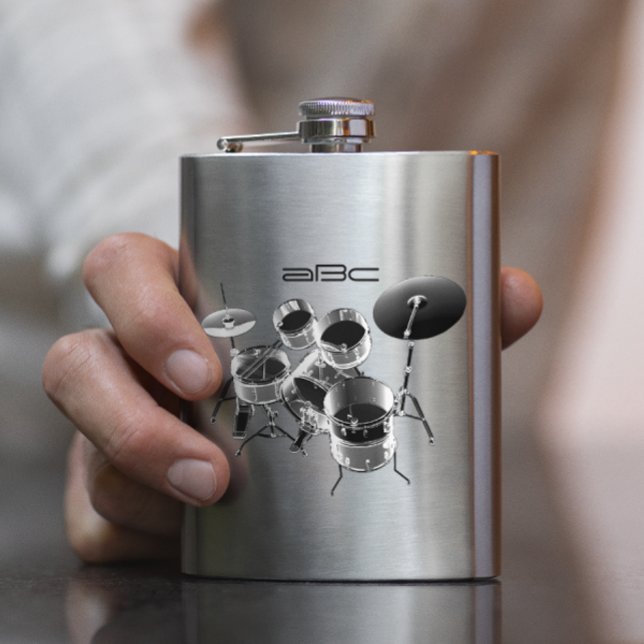 Drum Set / Personalised Gift for Drummers Hip Flask (Creator Uploaded)