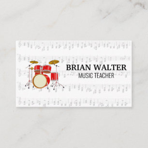 Drum Set   Piano Logo   Pianist Business Card