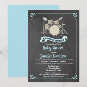 Drum set rockster baby shower invitation
