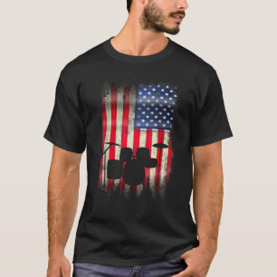 Drum Set USA American Flag 4th of July Patriotic D T-Shirt