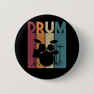 Drum Set Vintage Rock Music Retro Drummer 6 Cm Round Badge