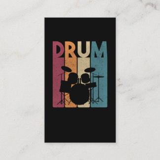 Drum Set Vintage Rock Music Retro Drummer Business Card